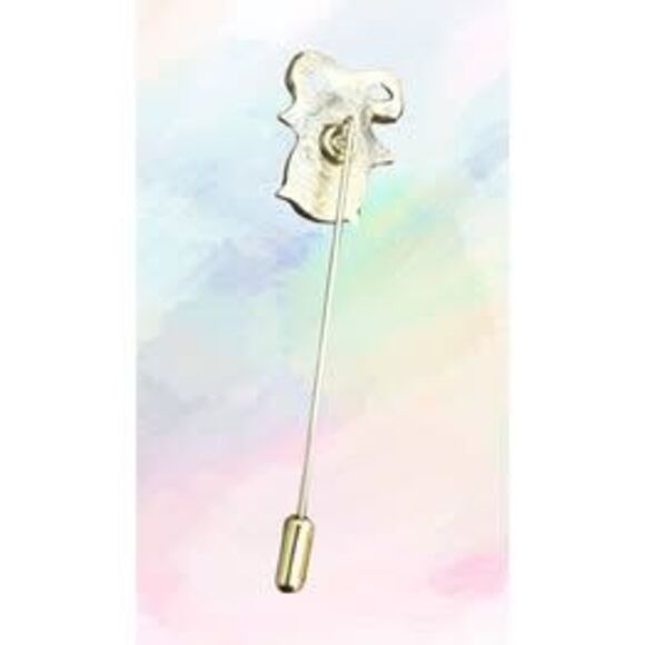 Vintage 1970s Victorian Style Stick Pin with Pave' Rhinestone Bow, Black Glass - Picture 2 of 2